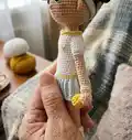 Penny, The Tennis Player Amigurumi Pattern step 2 - assembly progress