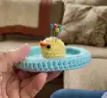 Duck and Goose Trinket Tray Amigurumi Pattern step 2 - assembly progress