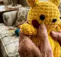 Pika the Electric Mouse Amigurumi Pattern step 2 - assembly progress