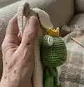 Frog Phone Pouch Amigurumi Pattern step 2 - assembly progress