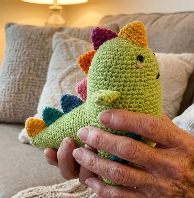 Complimentary Intermediate crochet pattern: Mr. Pistachio The Dinosaur Amigurumi Pattern - Simple to follow guide