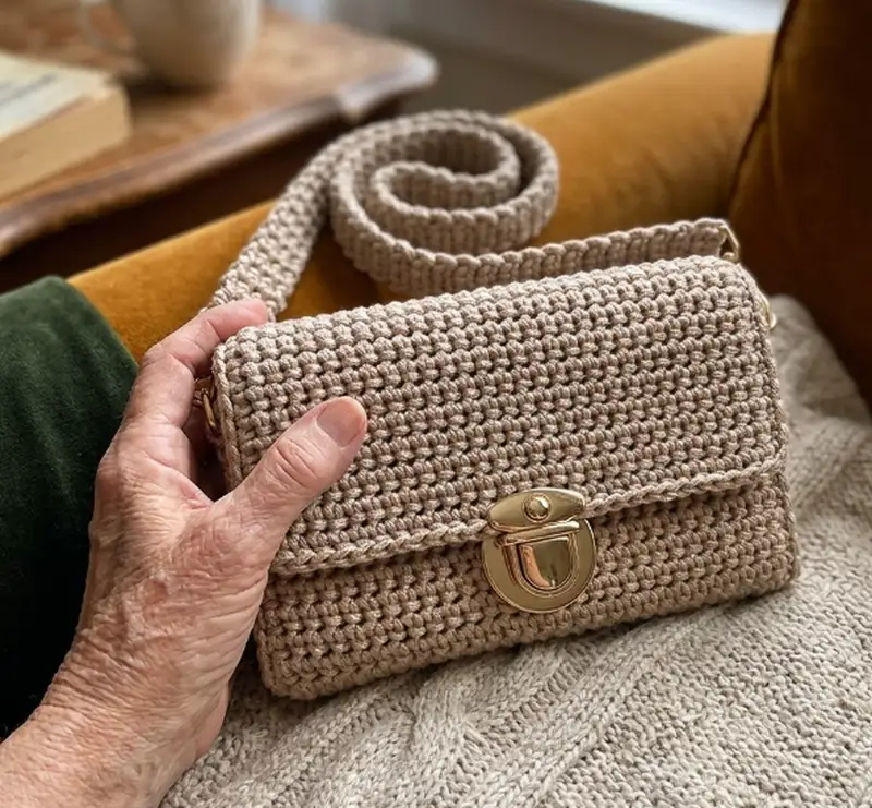 Complimentary Intermediate crochet pattern: Mini crossbody bag Pattern - Simple to follow guide