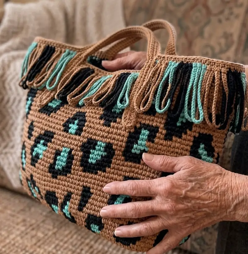 Quality crochet pattern: Leopard tote Pattern - Intermediate level guide with complete instructions