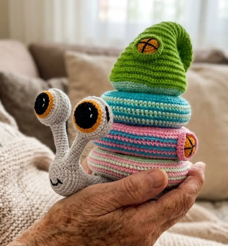 Complimentary Intermediate crochet pattern: Snail Stacking Toy Amigurumi Pattern - Simple to follow guide