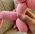 Niahs Balloon Dog Amigurumi Pattern step 2 - assembly progress