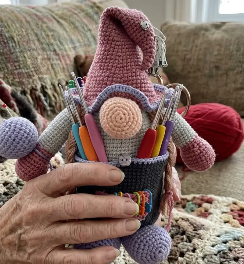 Complimentary Intermediate crochet pattern: Gnome - organizer Amigurumi Pattern - Simple to follow guide