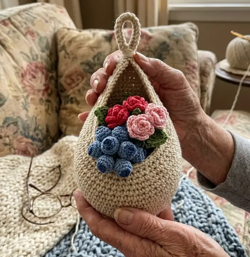 Complimentary Intermediate crochet pattern: Hanging Basket Set Pattern - Simple to follow guide