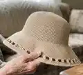 Crochet Summer Sun Hat Pattern step 1 - construction progress