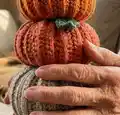 Pumpkin Plush Hat Pattern (crochet) step 2 - assembly progress