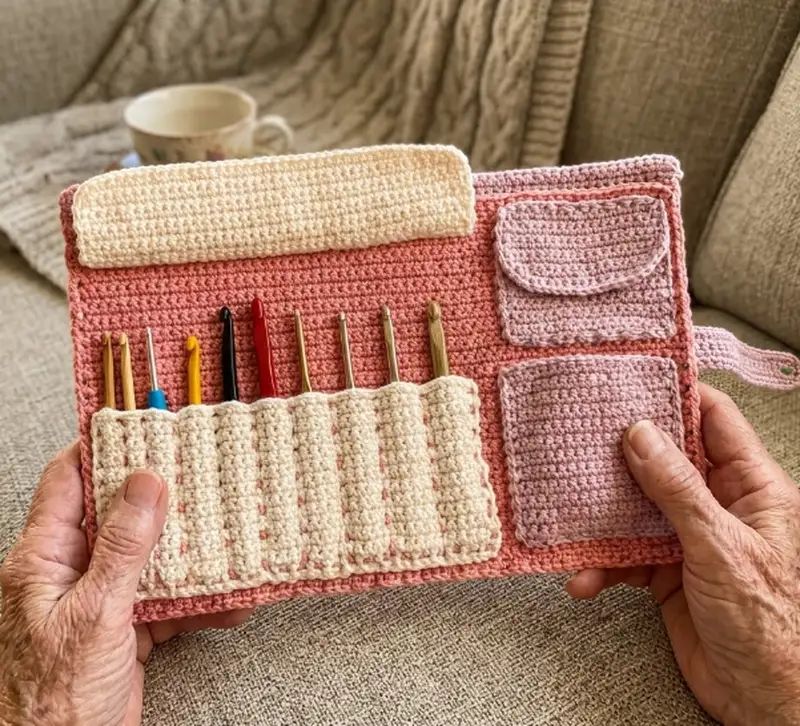 Complimentary Beginner Friendly crochet pattern: Crochet Hook Holder Pattern - Simple to follow guide