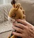 Ollie the Giraffe Amigurumi Pattern step 2 - assembly progress