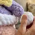 Sleeping Pink Puff (Sleeping Kirby) Amigurumi Pattern step 2 - assembly progress