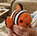 Nemo The Clown Fish Amigurumi Pattern step 1 - construction progress