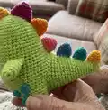 Mr. Pistachio the Dinosaur Amigurumi Pattern step 2 - assembly progress