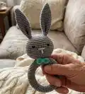 Rattle Bunny Amigurumi Pattern step 4 - final assembly and finishing