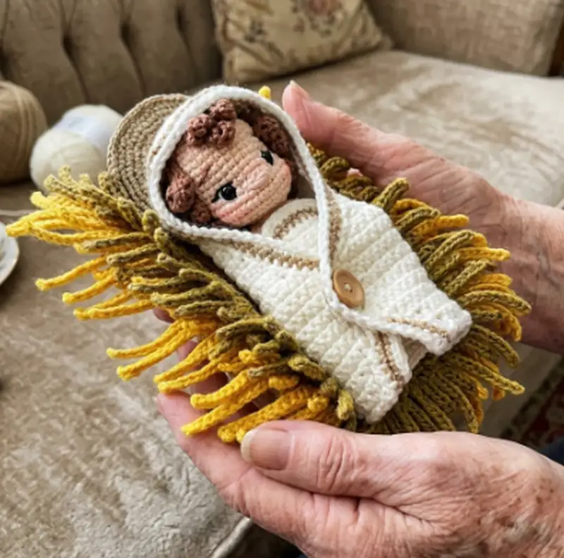Complimentary Intermediate crochet pattern: Sweet Handfuls Baby Jesus Amigurumi Pattern - Simple to follow guide