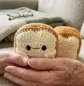 Loafie the Bread Loaf Amigurumi Pattern step 4 - final assembly and finishing