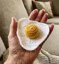 Fried Egg Amigurumi Pattern step 4 - final assembly and finishing