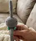 Rattle Bunny Amigurumi Pattern step 2 - assembly progress