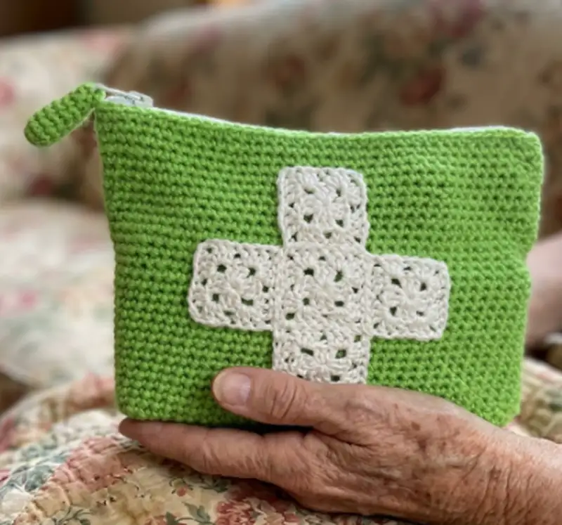 Complimentary Intermediate crochet pattern: First Aid Kit Zippered Pouch Pattern - Simple to follow guide