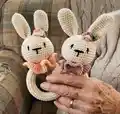 Bunny baby rattle Amigurumi Pattern step 4 - final assembly and finishing