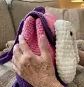 Plush Backpack Bunny Amigurumi Pattern step 2 - assembly progress