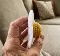 Fried Egg Amigurumi Pattern step 2 - assembly progress
