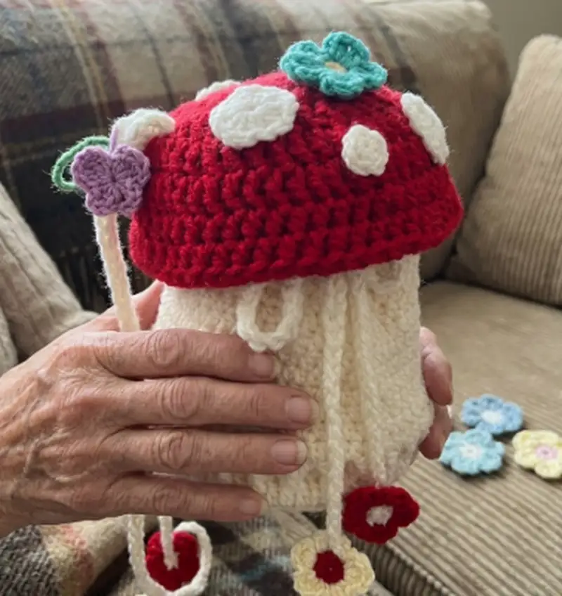 Complimentary Intermediate crochet pattern: Mushroom Bag Pattern - Simple to follow guide
