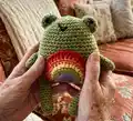 Rainbow Frog Amigurumi Pattern step 4 - final assembly and finishing