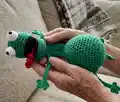 Crochet Frog Door-Stopper Amigurumi Pattern step 1 - construction progress