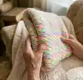 Pastel Shells Baby Blanket Pattern step 2 - assembly progress