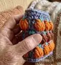 Pumpkin Cup Cozy Pattern step 2 - assembly progress