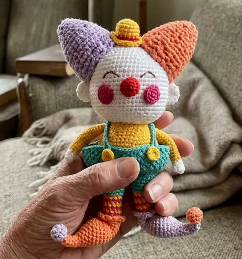 Complimentary Intermediate crochet pattern: Circus Clown Amigurumi Pattern - Simple to follow guide