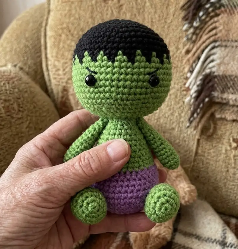 Complimentary Beginner Friendly crochet pattern: Hulk Amigurumi Pattern - Simple to follow guide