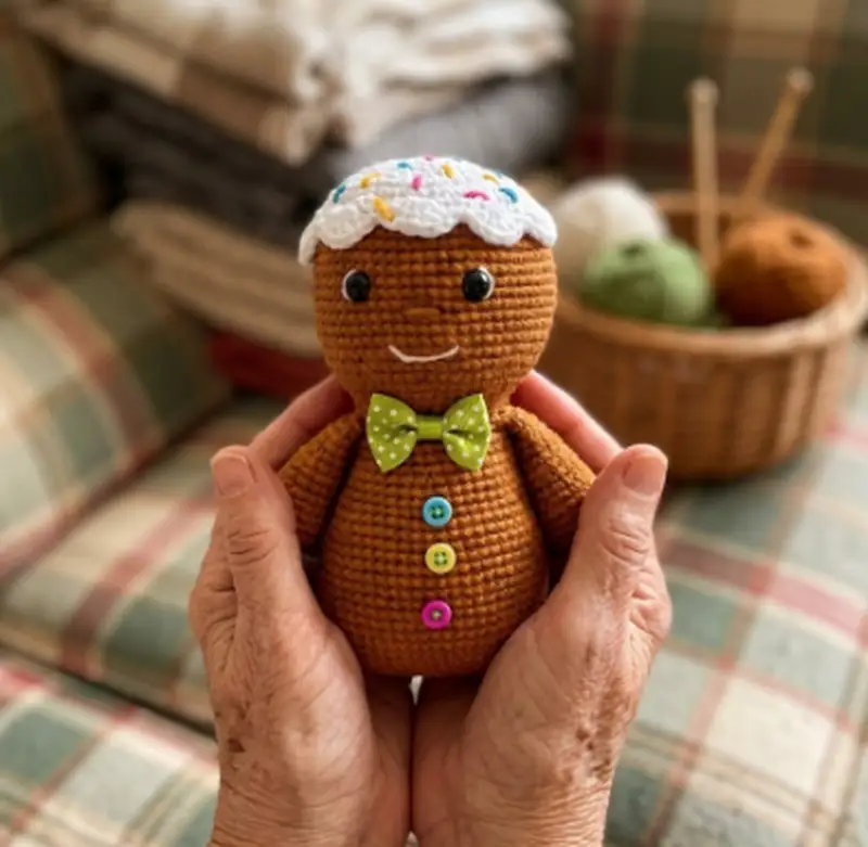 Complimentary Intermediate crochet pattern: Gingerbread Amigurumi Pattern - Simple to follow guide