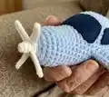 Plush Bonanza Beechcraft V-tail Amigurumi Pattern step 2 - assembly progress