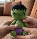 Mini Hulk Amigurumi Pattern step 4 - final assembly and finishing