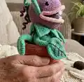 Clarence the Peckish Plant Amigurumi Pattern step 2 - assembly progress