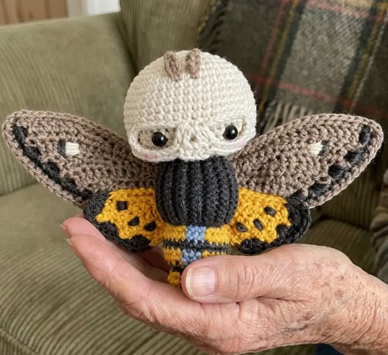 Quality crochet pattern: Death's Head Hawk Moth Amigurumi Pattern - Intermediate level guide with complete instructions