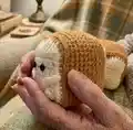 Loafie the Bread Loaf Amigurumi Pattern step 2 - assembly progress