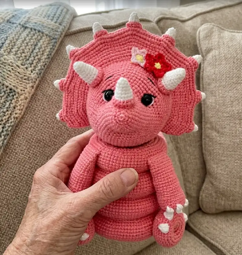Complimentary Intermediate crochet pattern: Triceratops Amigurumi Pattern - Simple to follow guide