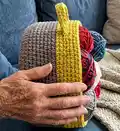 Dip Edge Crochet Basket Pattern step 2 - assembly progress