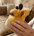 Giraffe Hand Puppet Amigurumi Pattern step 2 - assembly progress