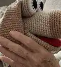 Dog Hand Puppet Amigurumi Pattern step 2 - assembly progress