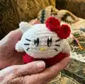 Kirby Hello Kitty Amigurumi Pattern step 1 - construction progress