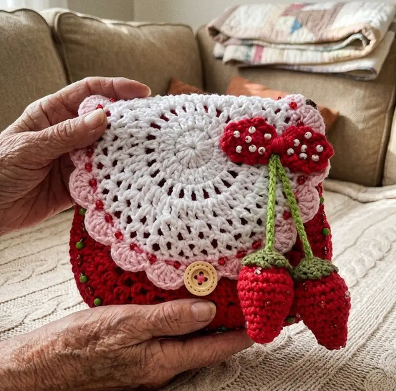 Quality crochet pattern: Strawberry Purse Amigurumi Pattern - Intermediate level guide with complete instructions