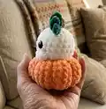 Ghost in Pumpkin Amigurumi Pattern step 2 - assembly progress