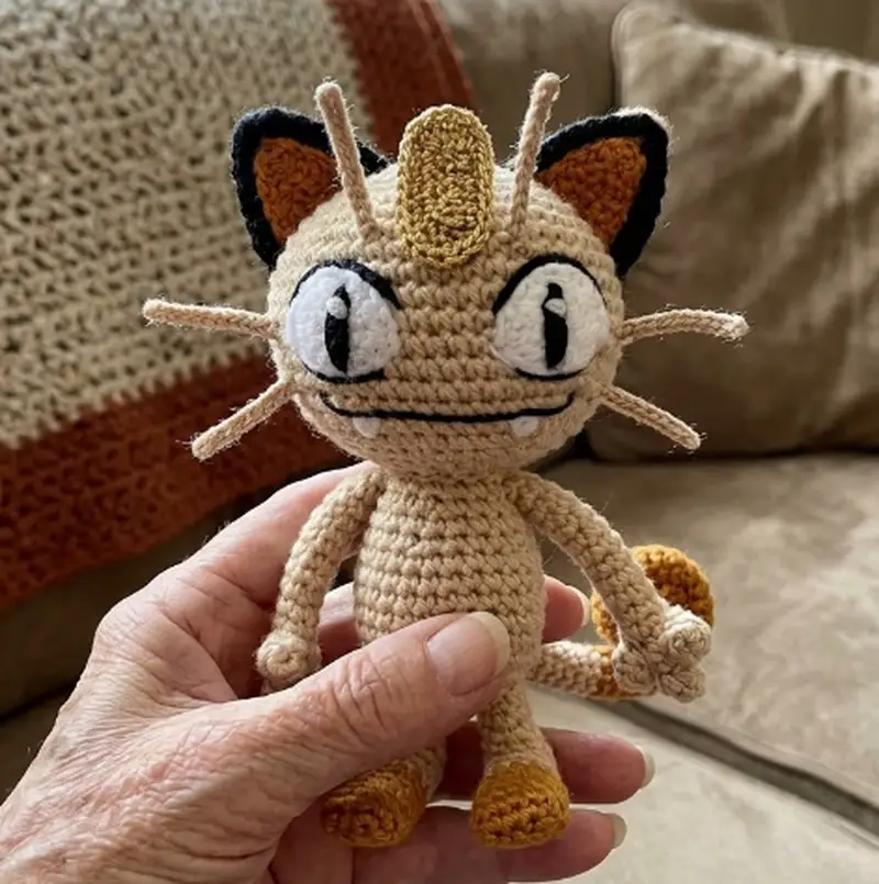 Complimentary Intermediate crochet pattern: Meowth Amigurumi Pattern - Simple to follow guide