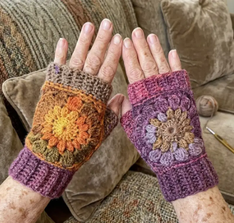 Complimentary Intermediate crochet pattern: Feather Moss Gloves Pattern - Simple to follow guide