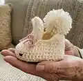 Hoppy Baby Bunny Slippers Pattern step 2 - assembly progress